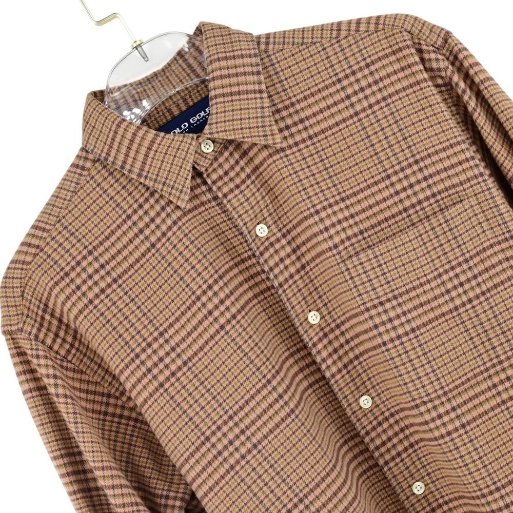 Polo Golf Ralph Lauren Marlowe 100% Cotton Shirt Brown Plaid Cottagecore Luxury